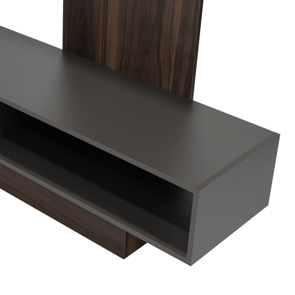 Centro de Entretenimiento Flamencp Habano y Plomo 180x152.2cm para TV Hasta 55 Pulgadas y con Cuatro Compartimientos - Muebles para TV | Bylmo