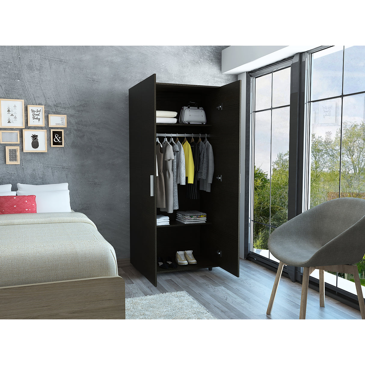 Closet Wengue 80x180.5cm sin Cajones con 2 Entrepaños - Closets | Bylmo