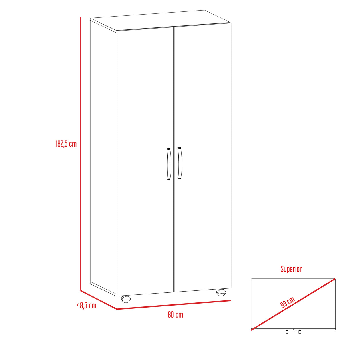 Closet Wengue 80x180.5cm sin Cajones con 2 Entrepaños - Closets | Bylmo