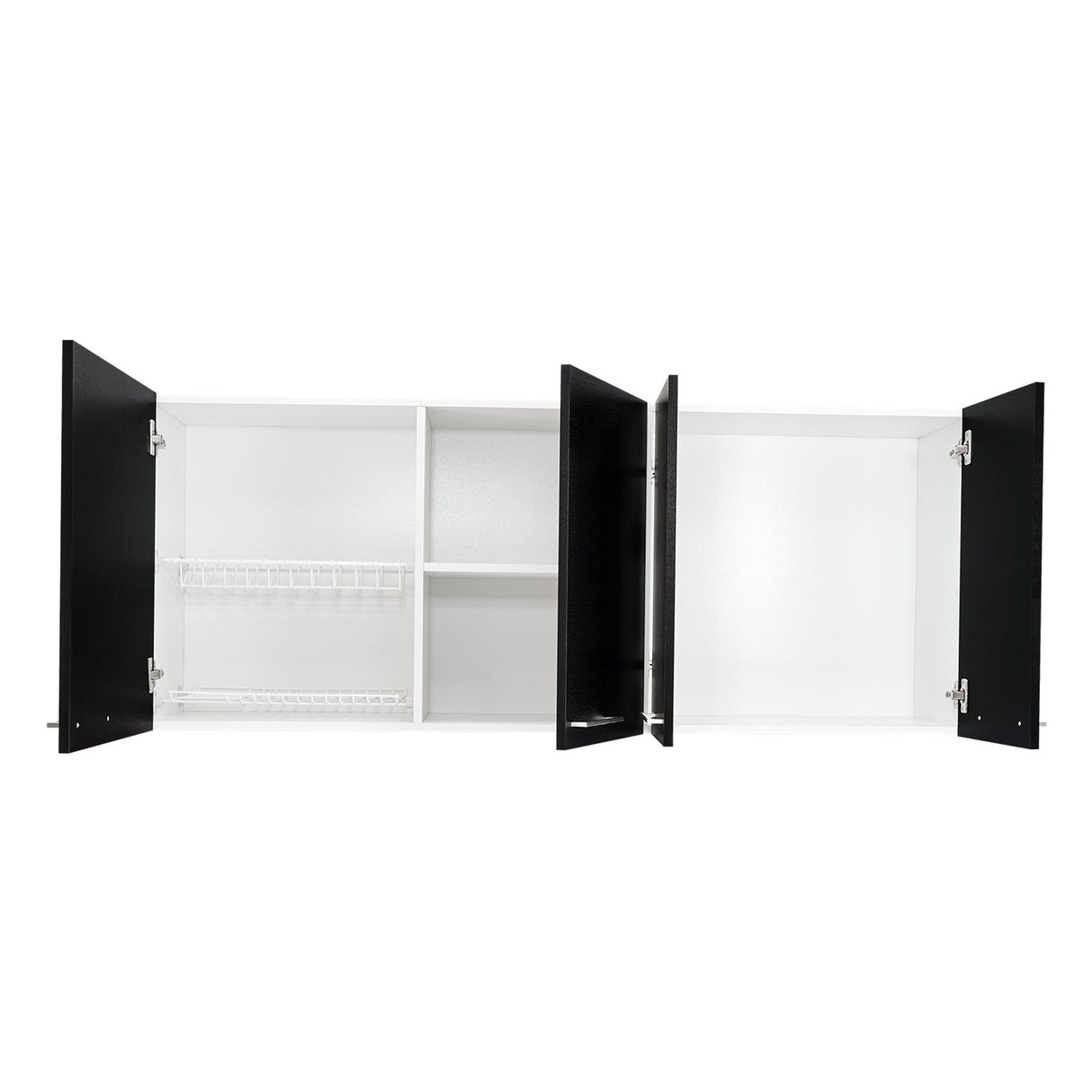 Mueble Superior de Cocina Blanco y Wengue 150x60cm con Un Entrepaño y con Cuatro Puertas - Cocinas | Bylmo