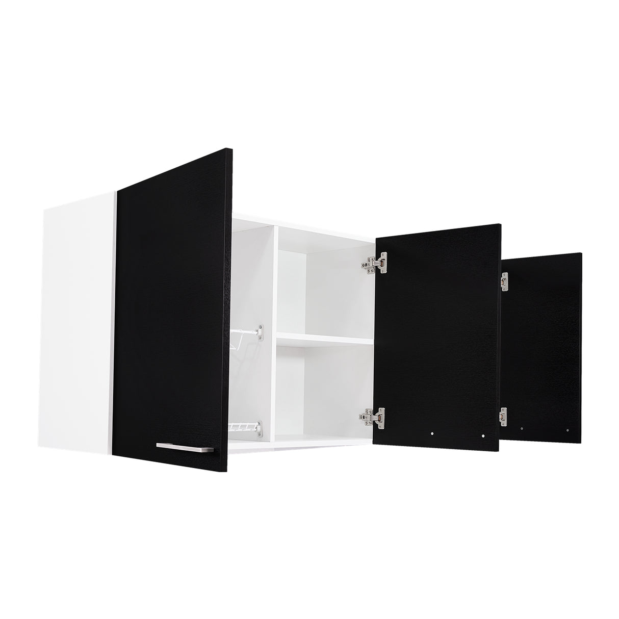 Mueble Superior de Cocina Blanco y Wengue 150x60cm con Un Entrepaño y con Cuatro Puertas - Cocinas | Bylmo