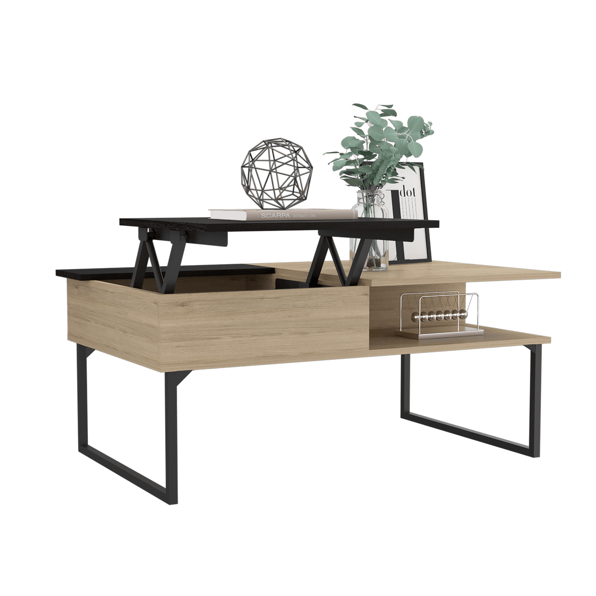 Mesa de Centro 5G rovere y Wengue 105.1x45.7cm Rectangular Extensible con Compartimiento - MESAS DE CENTRO | Bylmo