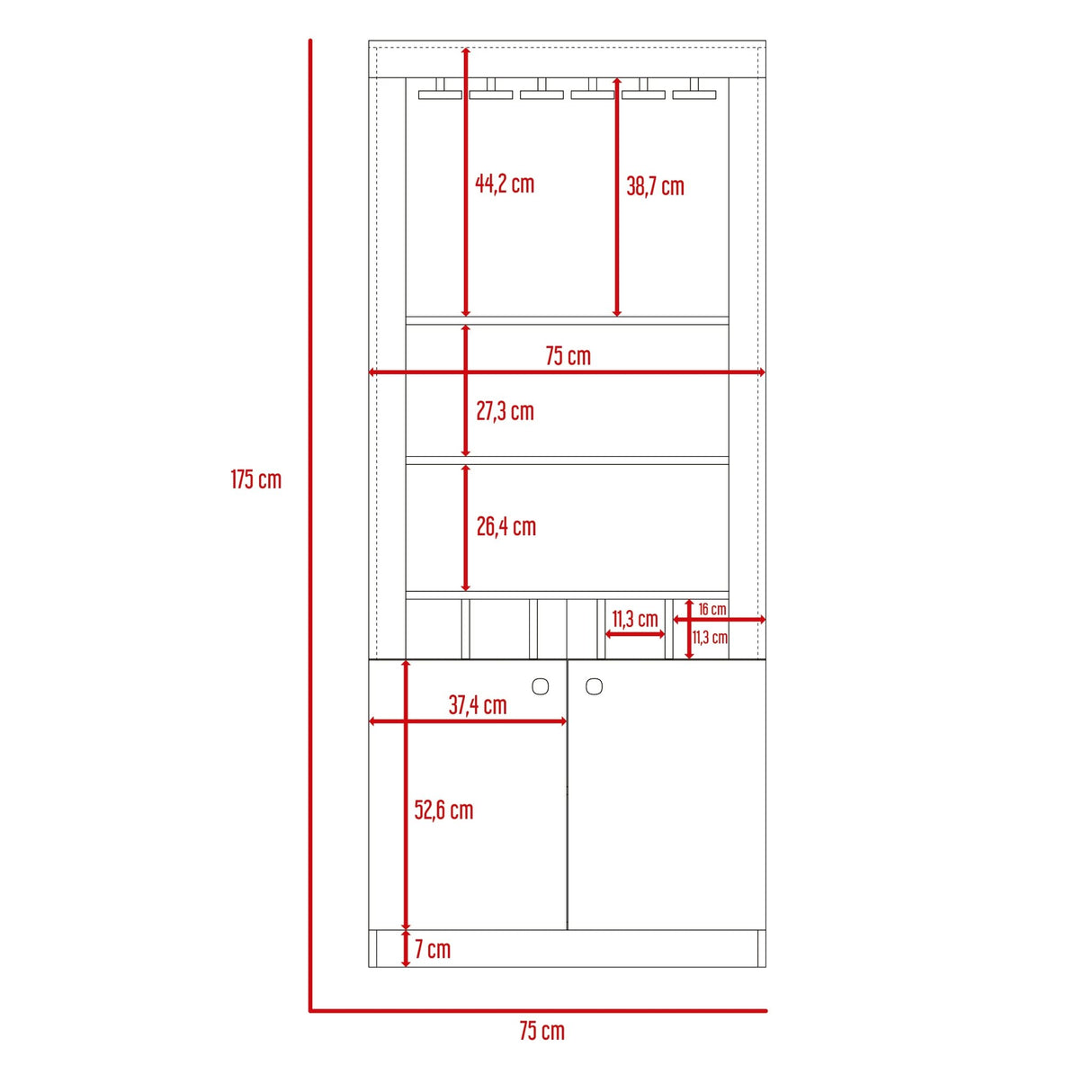 Bar Bellagio Wengue 75x175cm con Un Cajón y con Cinco Portabotellas - Bares | Bylmo