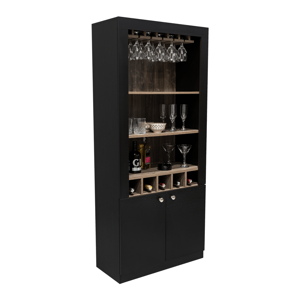 Bar Bellagio Wengue 75x175cm con Un Cajón y con Cinco Portabotellas - Bares | Bylmo