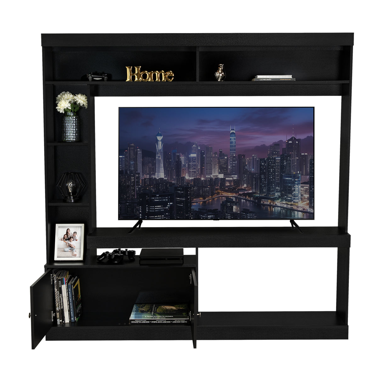 Centro de Entretenimiento Dante Wengue 180x170.6cm Para TV Hasta 45 Pulgadas con Un Cajón - Muebles para TV | Bylmo