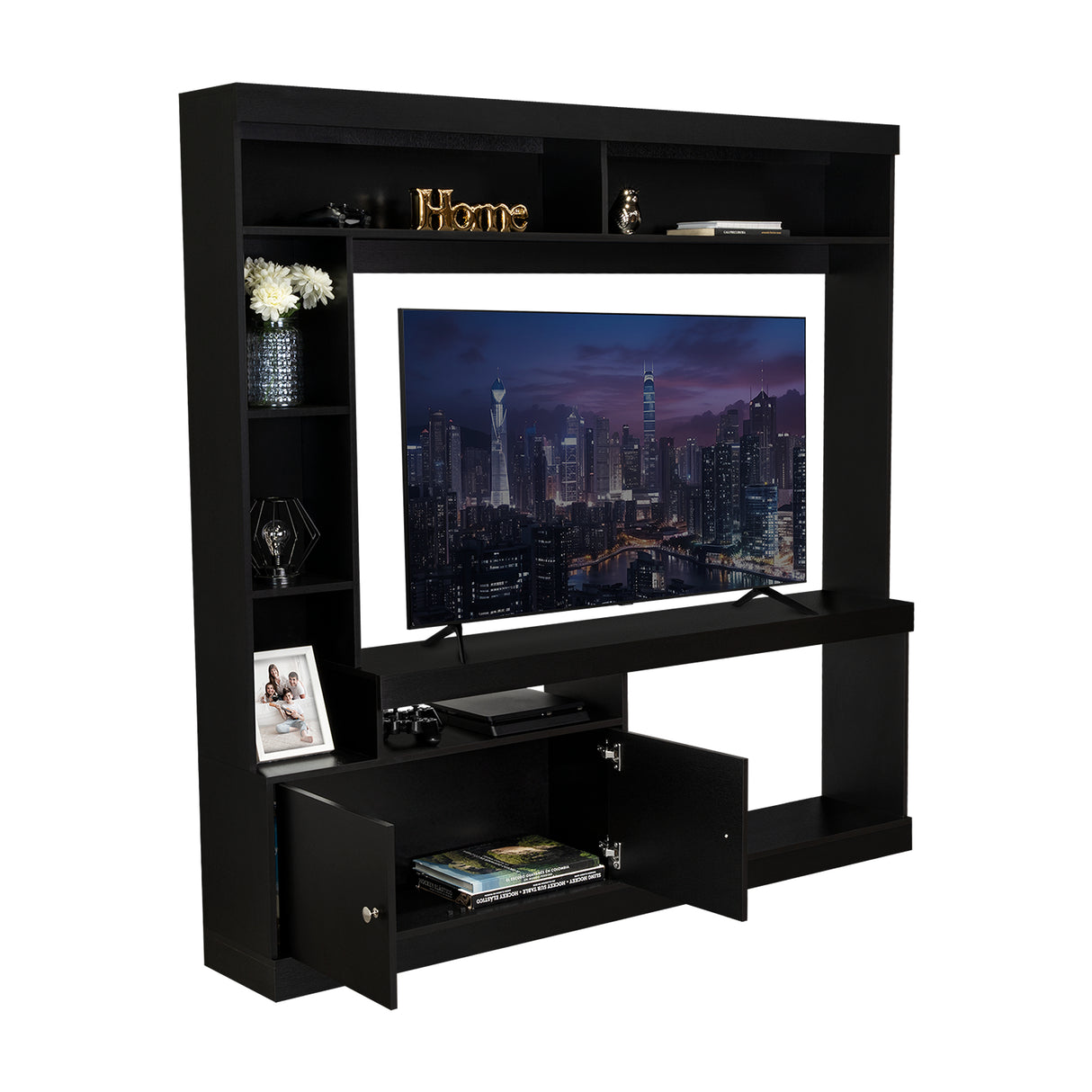 Centro de Entretenimiento Dante Wengue 180x170.6cm Para TV Hasta 45 Pulgadas con Un Cajón - Muebles para TV | Bylmo