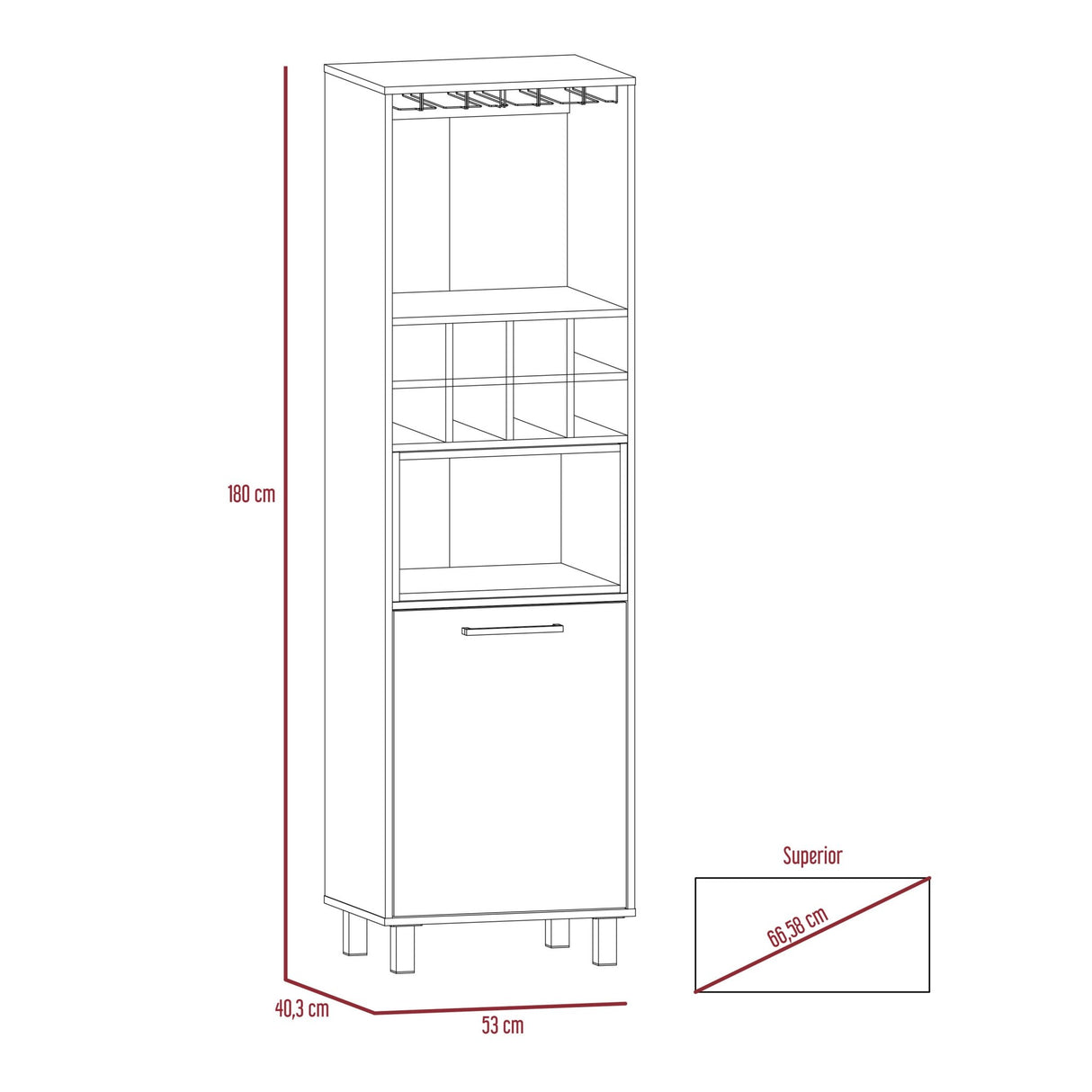 Bar Kaia Wengue y Miel 53x180cm con Un Cajón y con Ocho Portabotellas - Bares | Bylmo