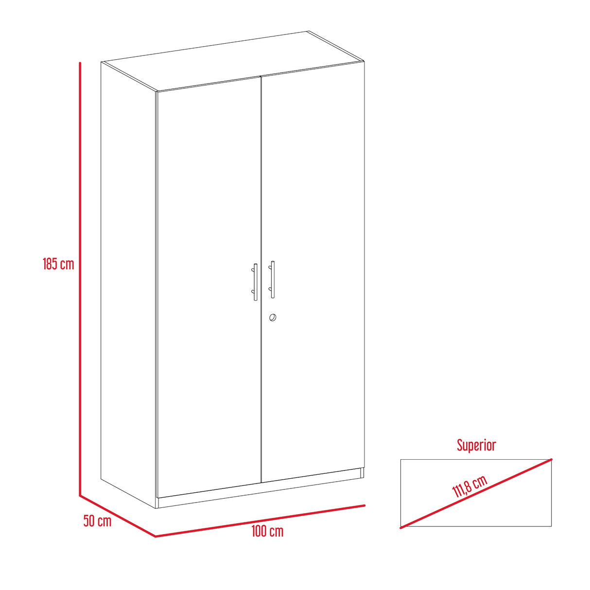 Closet Tradicion Wengue 100x185cm con Dos Puertas - CLOSETS | Bylmo