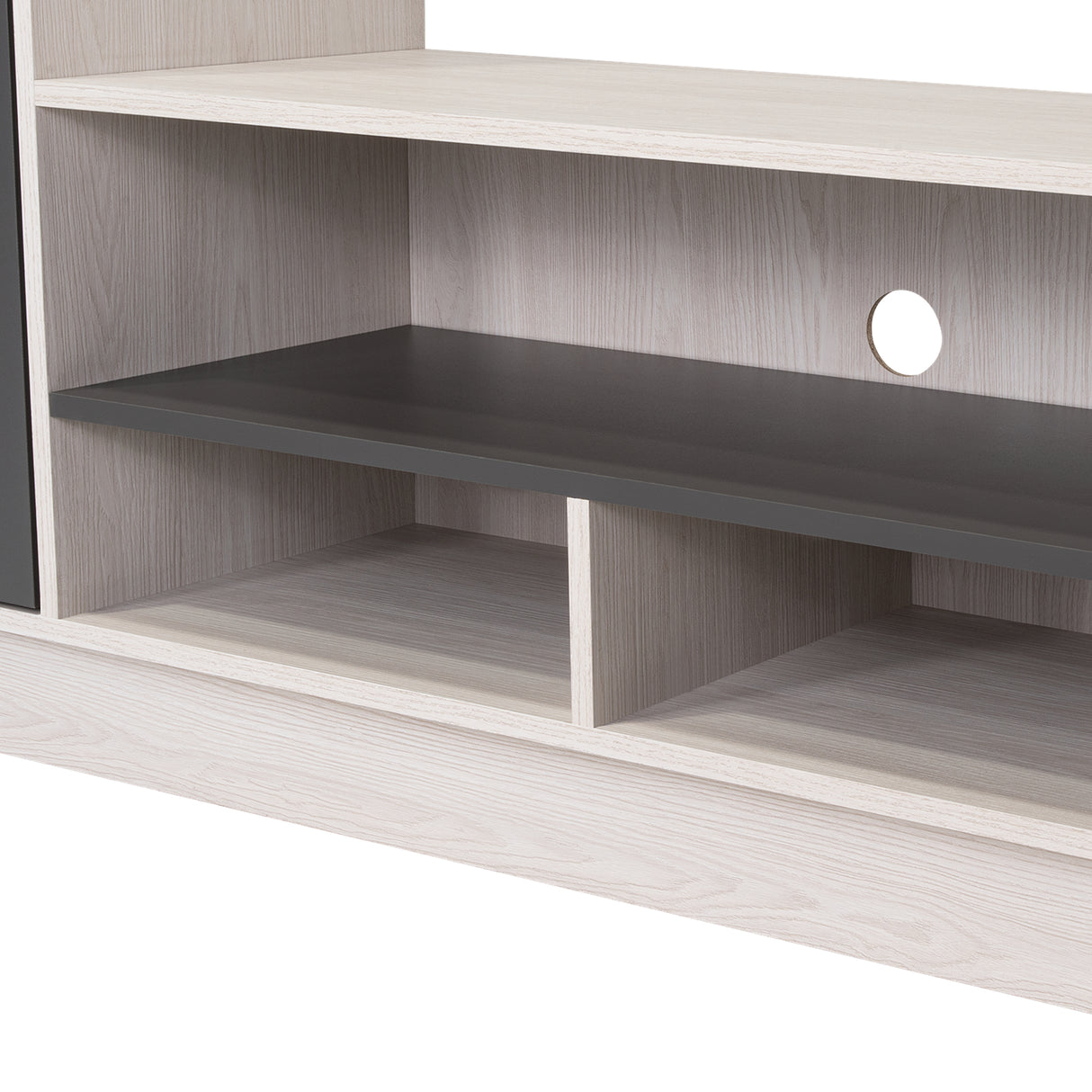 Centro de Entretenimiento Marsella Niebla 202x176.8cm para TV Hasta 60 Pulgadas con Ranuras para Cables y con Once Compartimientos - Muebles para TV | Bylmo