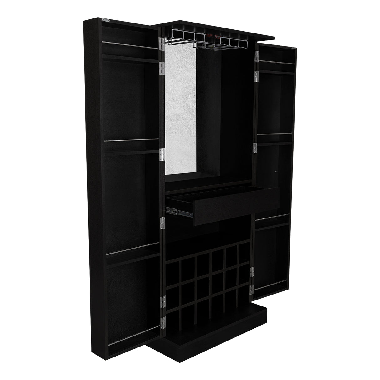 Bar Malbec Wengue 75x175cm con Un Cajón y con Dieciocho Portabotellas - Bares | Bylmo