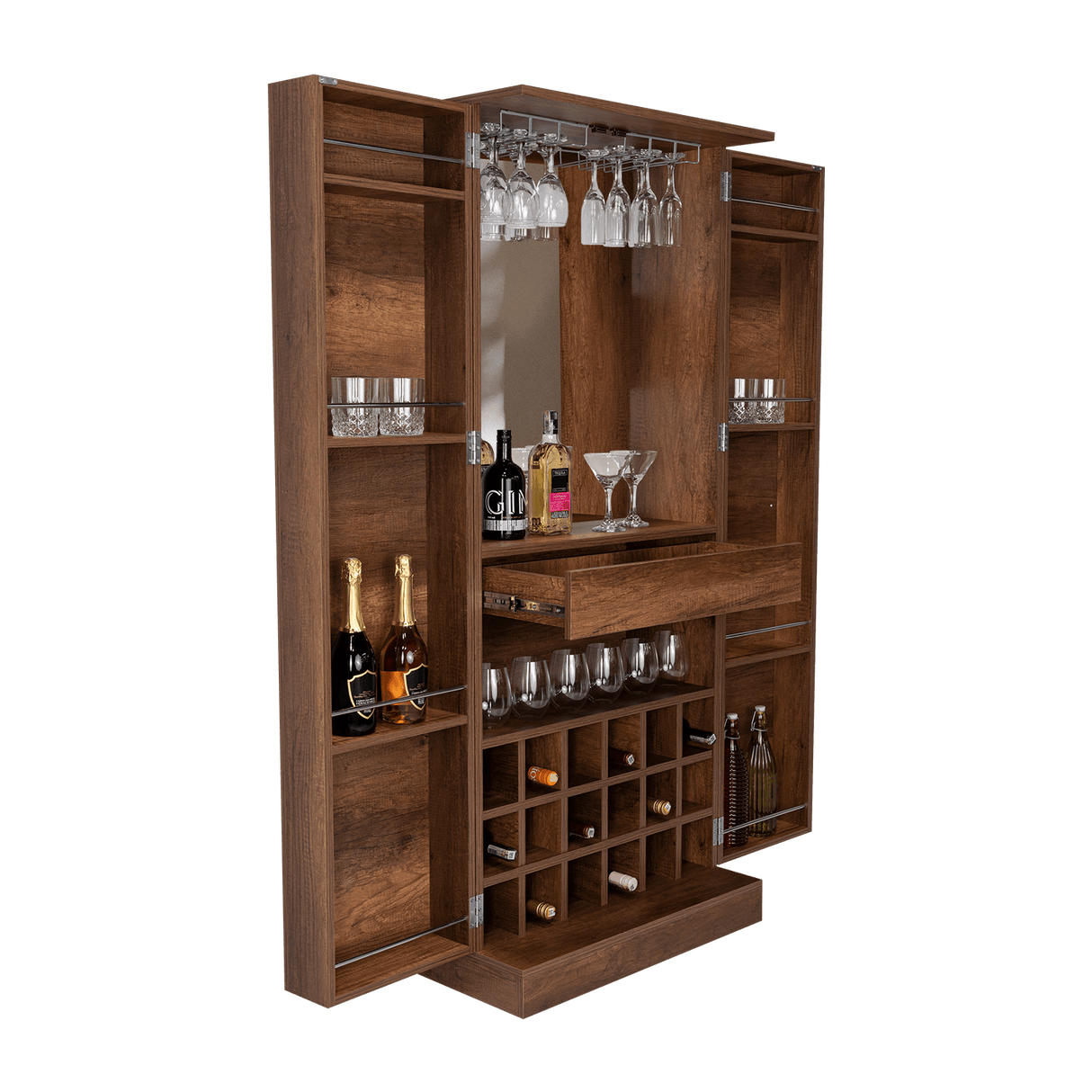 Bar Malbec Caramelo 75x175cm con Un Cajón y con Dieciocho Portabotellas - Bares | Bylmo