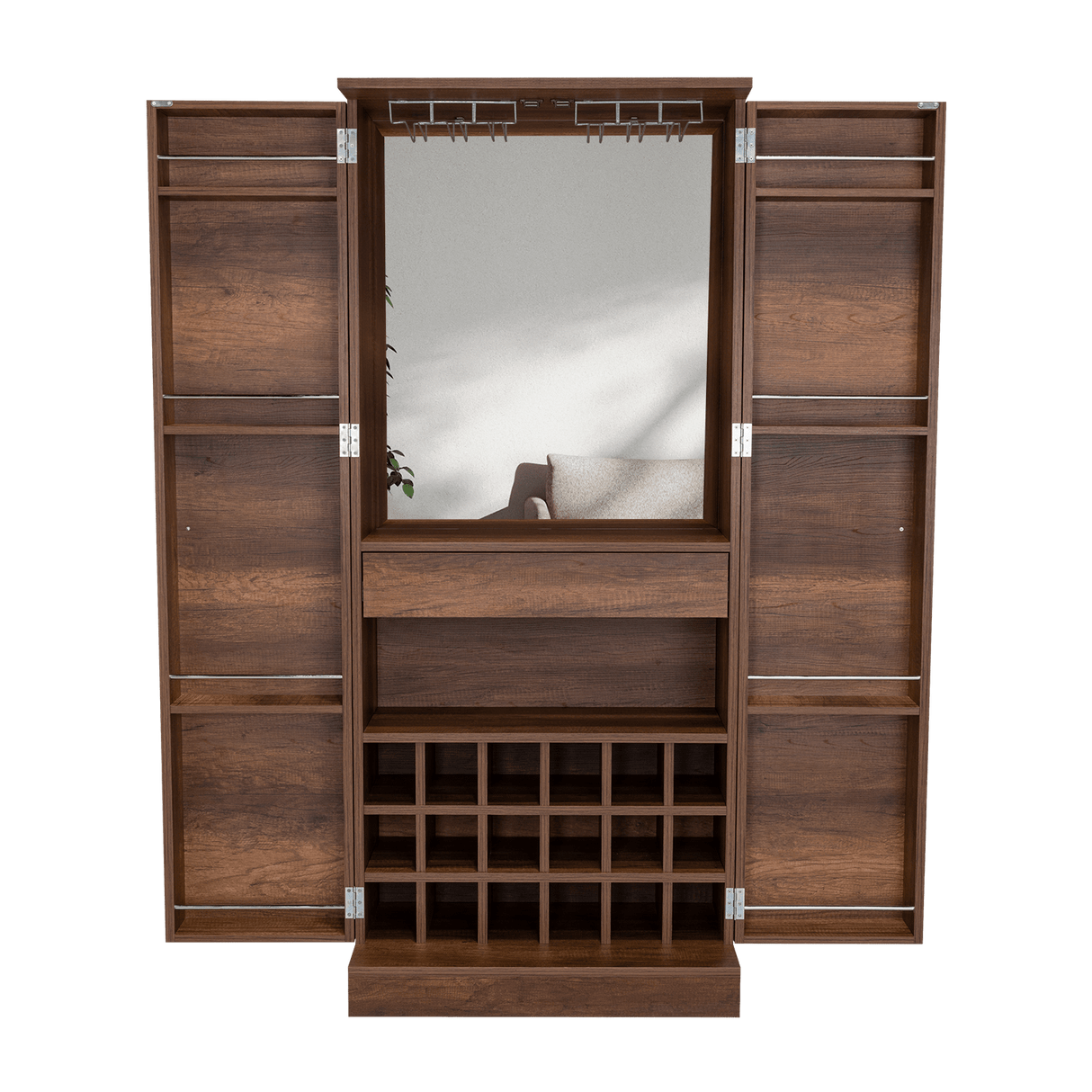 Bar Malbec Caramelo 75x175cm con Un Cajón y con Dieciocho Portabotellas - Bares | Bylmo