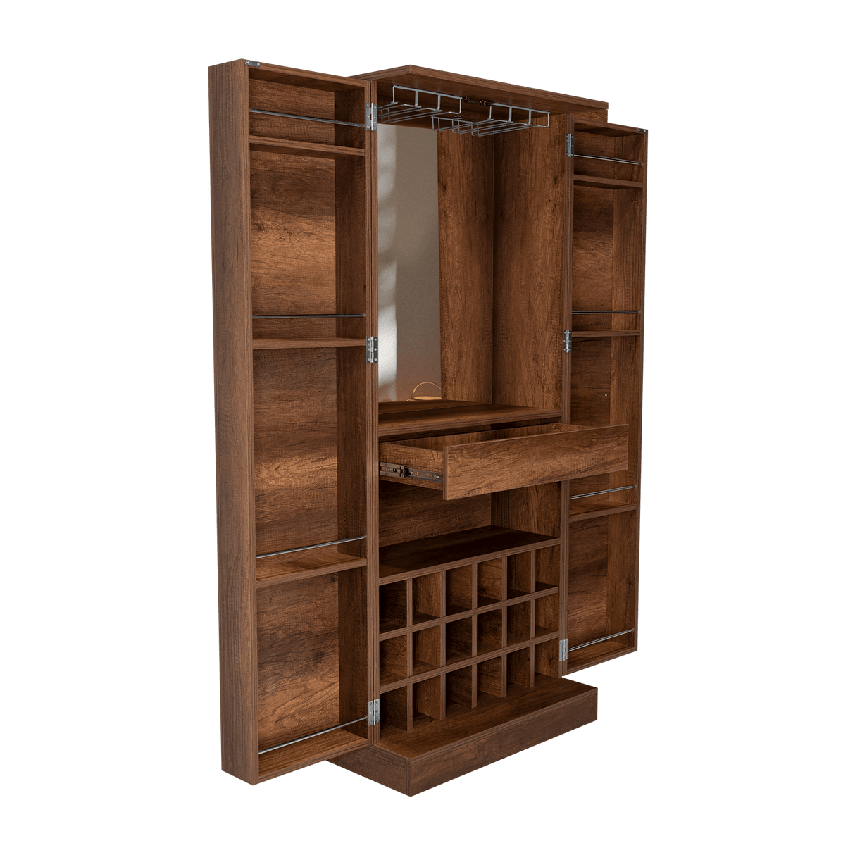 Bar Malbec Caramelo 75x175cm con Un Cajón y con Dieciocho Portabotellas - Bares | Bylmo