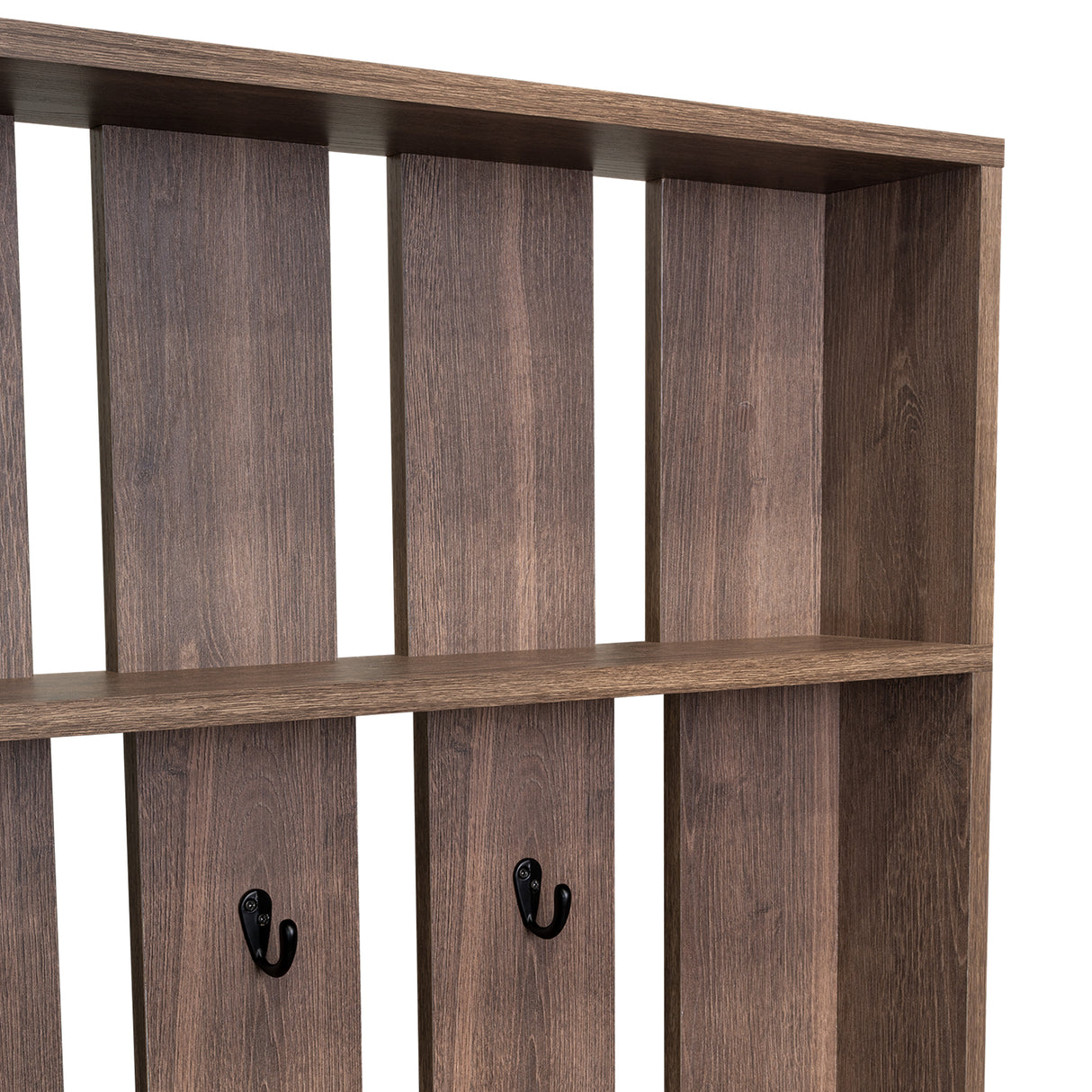 Mueble Recibidor Beijing Coñac 96.8x172.6cm con Seis Compartimientos y Cuatro Perchos - Repisas y Percheros | Bylmo