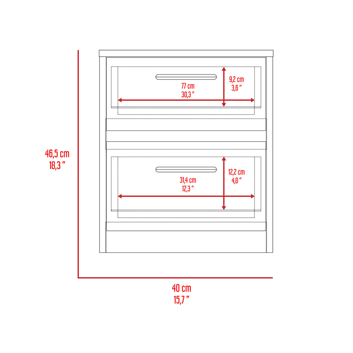 Mesa de Noche Argento Wengue 40x46.5cm con Dos Cajones - MESAS DE NOCHE | Bylmo