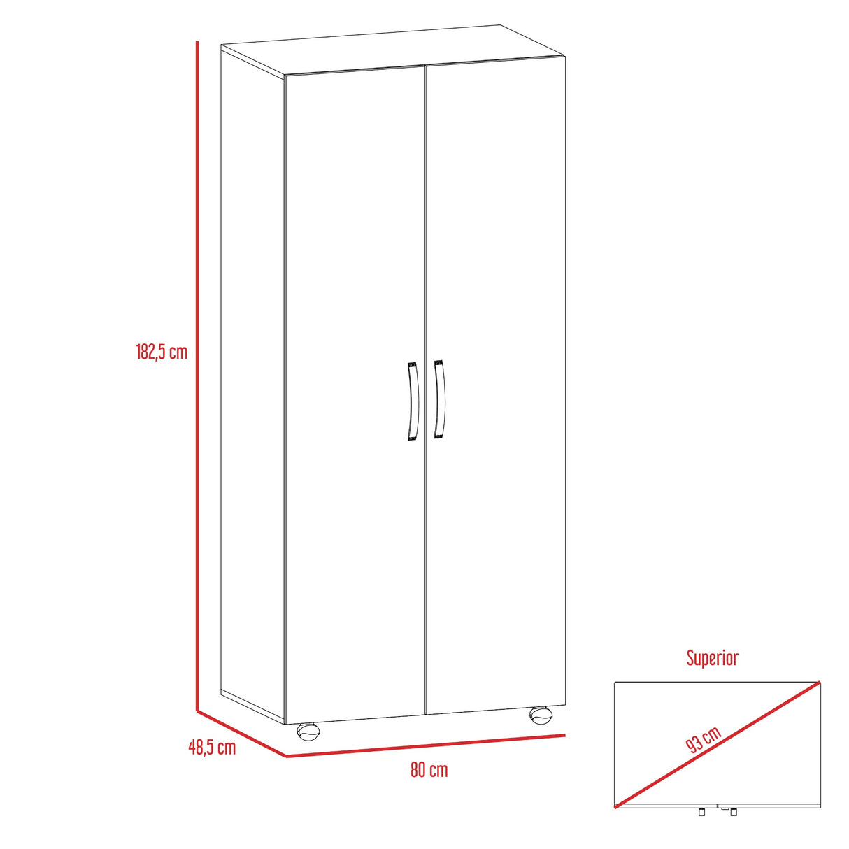 Closet Hogar Bellota y Blanco 80x180.5cm con Dos Puertas - CLOSETS | Bylmo