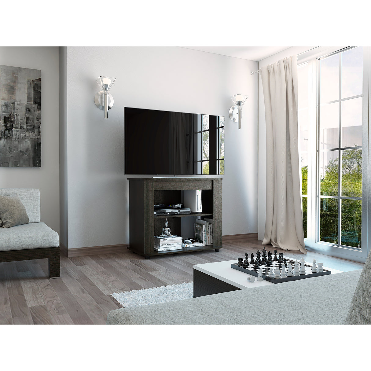 Rack de TV Maori Wengue 90x45cm Para TV Hasta 40 Pulgadas sin Cajones y con Patas - Muebles de TV | Bylmo