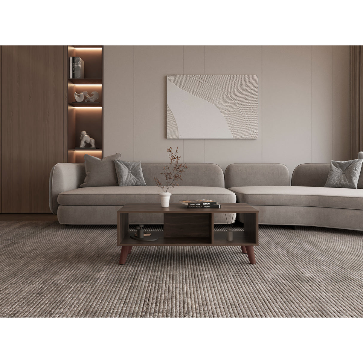 Mesa de Centro Z Coñac 101.1x40cm Rectangular con Patas y con Compartimientos - Mesas de Centro | Bylmo