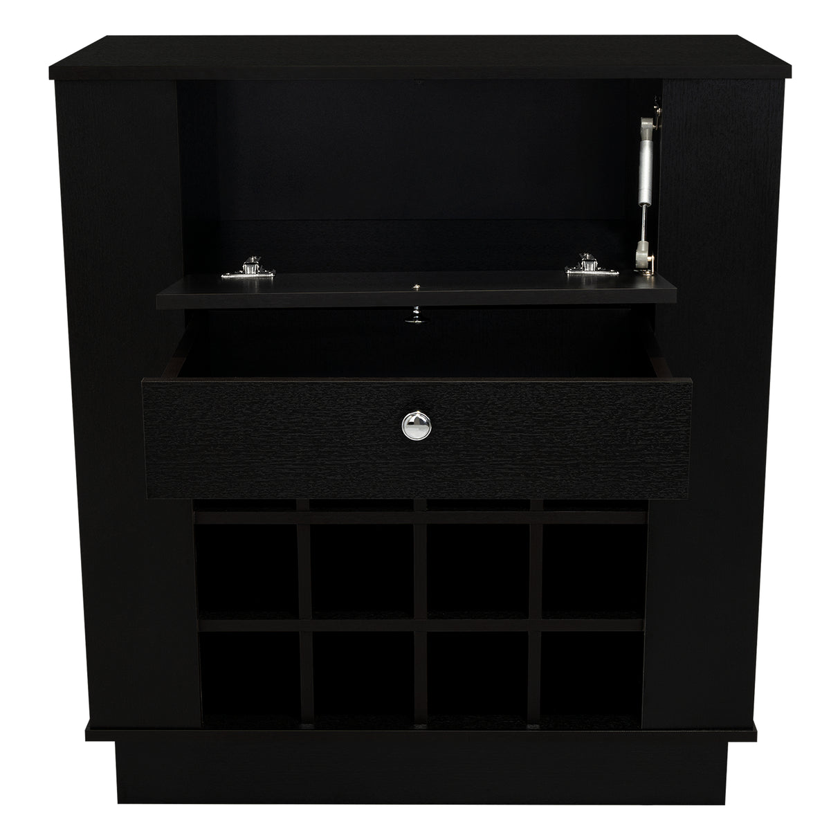 Bar New York Wengue 82x91.5cm con Dos Compartimientos y con Doce Portabotellas - BARES | Bylmo