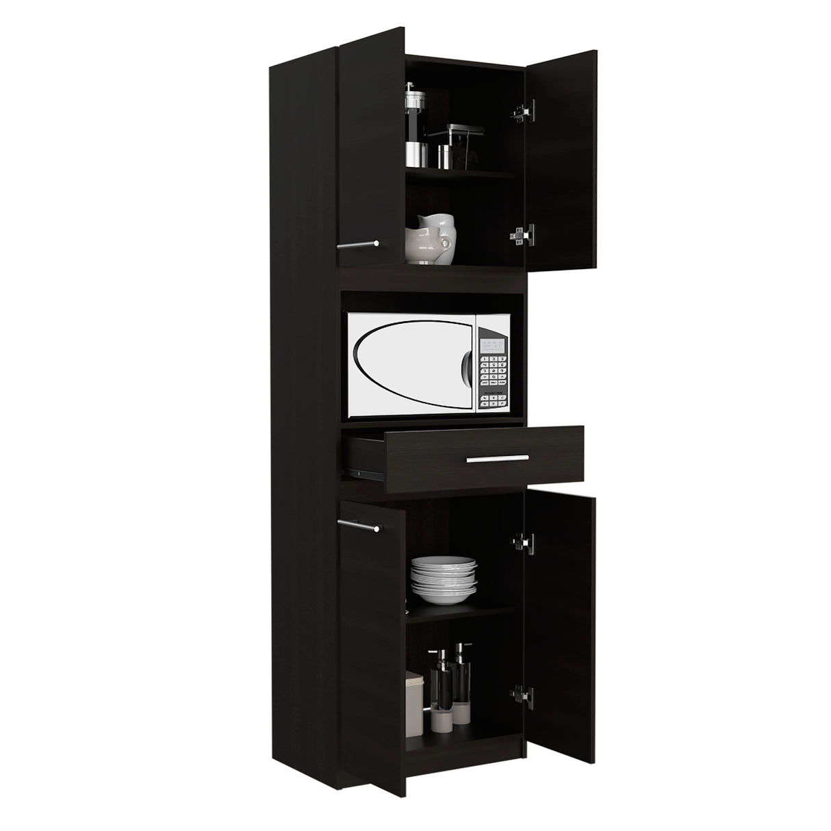 Módulo Microondas Manchester Wengue 62x197.6cm con Un Cajón y con Cuatro Puertas - ALACENAS Y MUEBLES MICROONDAS | Bylmo