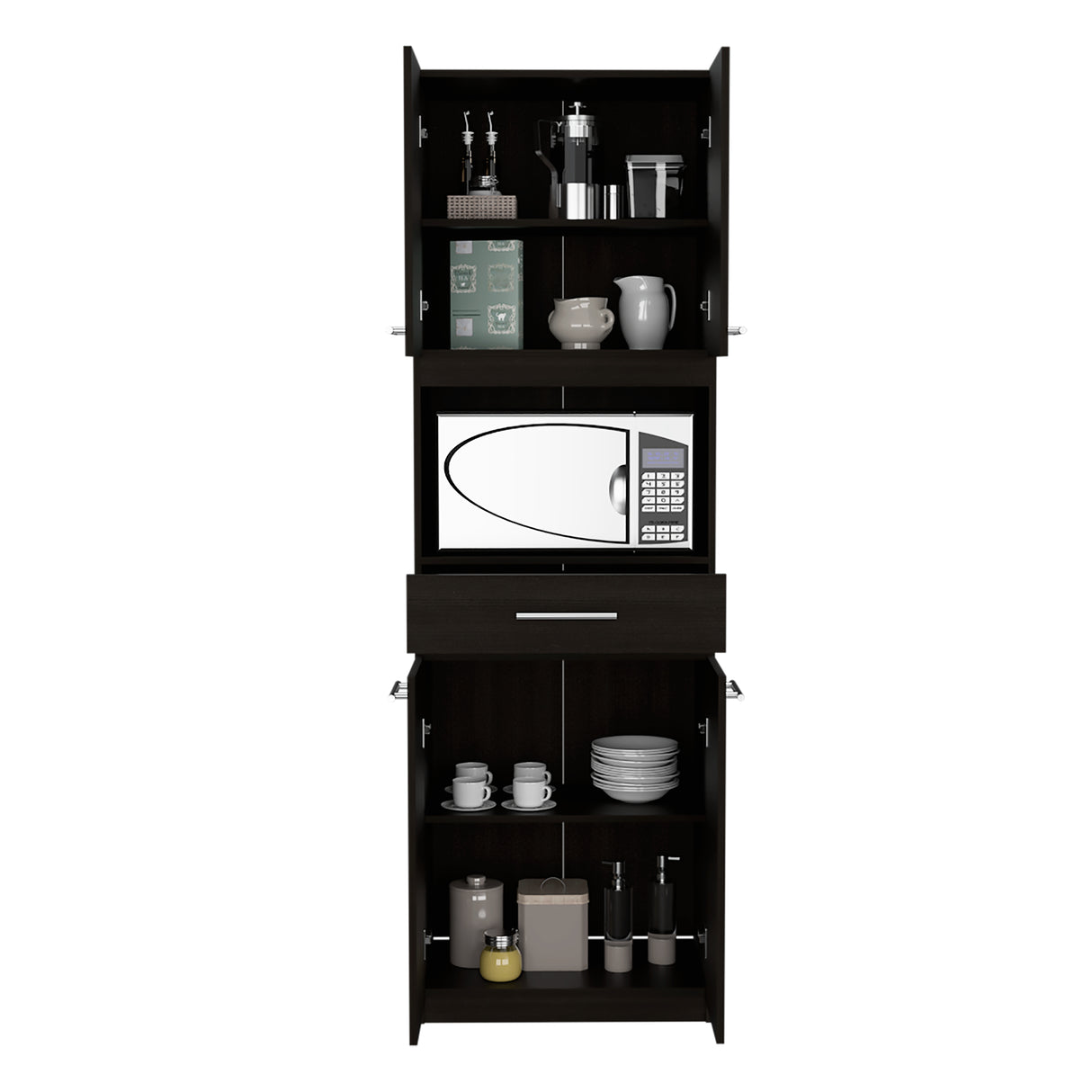 Módulo Microondas Manchester Wengue 62x197.6cm con Un Cajón y con Cuatro Puertas - ALACENAS Y MUEBLES MICROONDAS | Bylmo