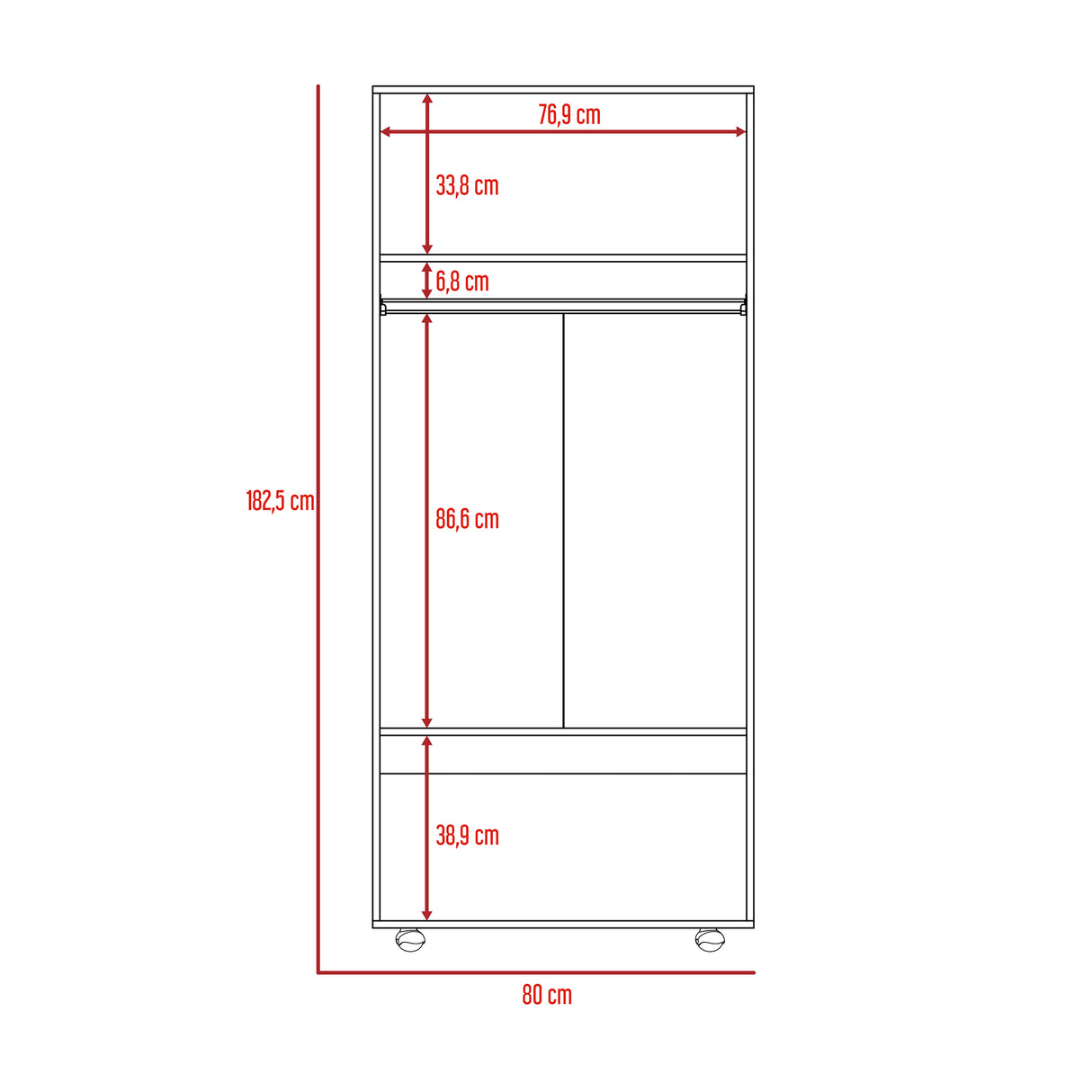 Closet Hogar Duna y Blanco 80x180.5cm con Dos Puertas - CLOSETS | Bylmo