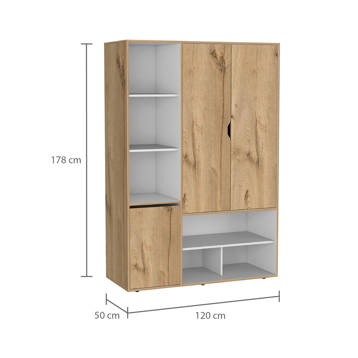 Closet Sleep Duna y Blanco 120x178cm con Seis Compartimientos y con Tres Puertas - BARES | Bylmo