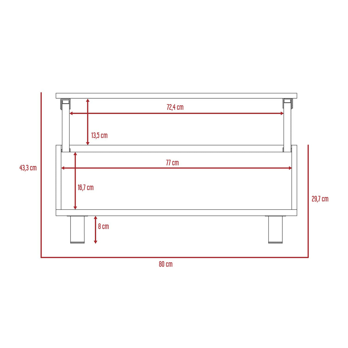 Mesa de Centro 5G Wengue y Rovere 80x29cm Rectangular Extensible con Compartimiento - MESAS DE CENTRO | Bylmo