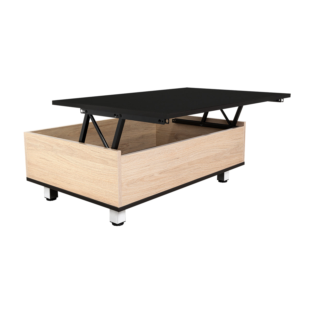 Mesa de Centro 5G Wengue y Rovere 80x29cm Rectangular Extensible con Compartimiento - MESAS DE CENTRO | Bylmo