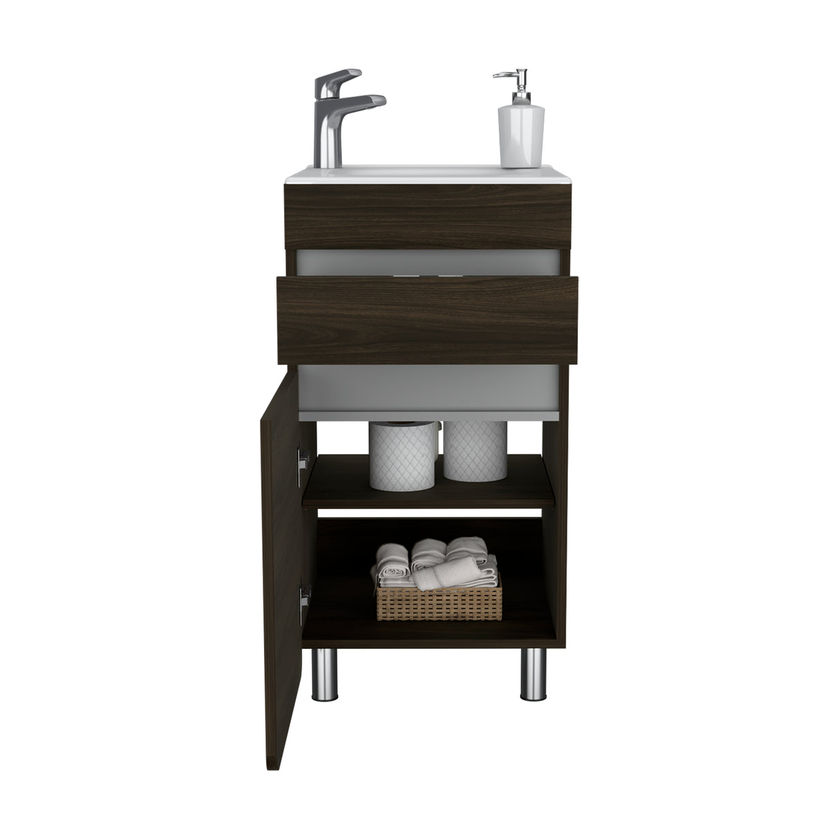 Mueble para Lavamanos Aluvia Habano 44.5x85cm Individual sin Lavamanos y con Una Puerta - MUEBLES PARA LAVAMANOS | Bylmo