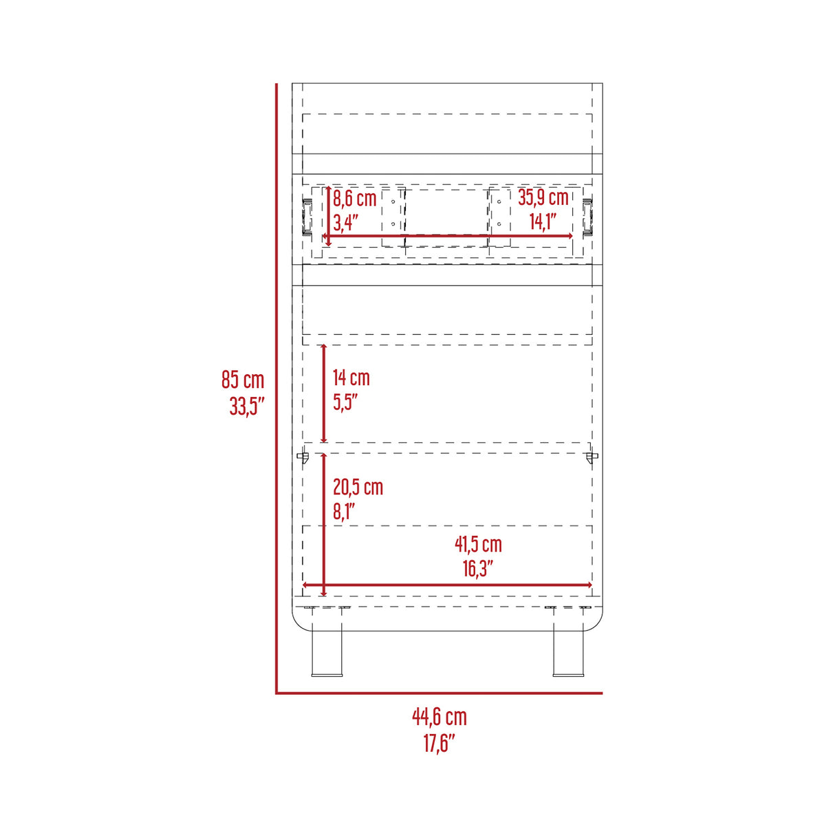 Mueble para Lavamanos Aluvia Habano 44.5x85cm Individual sin Lavamanos y con Una Puerta - MUEBLES PARA LAVAMANOS | Bylmo