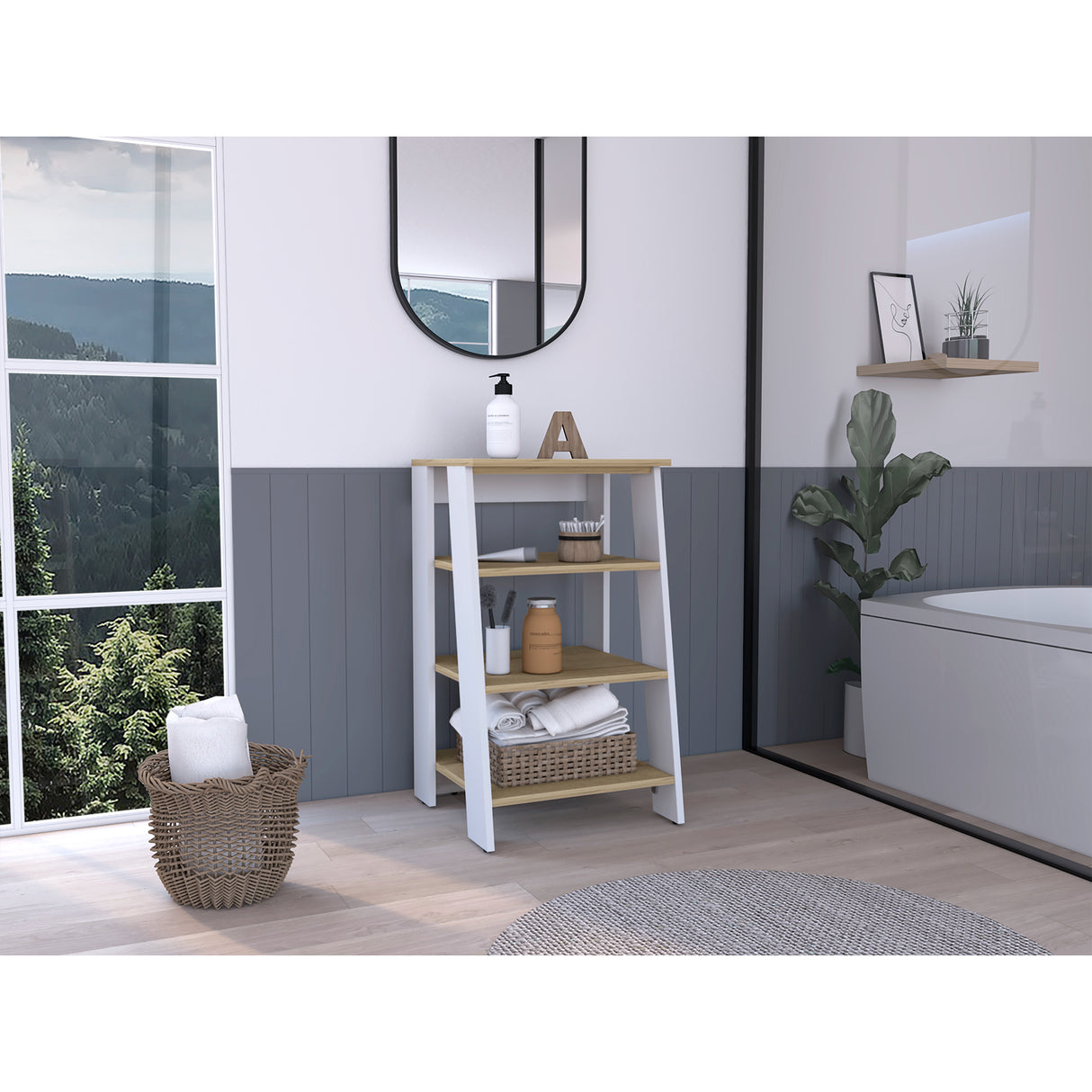 Optimizador de Baño BiColor Blanco 44x75.6cm sin Cajones y con Tres Entrepaños - Muebles para Baño | Bylmo