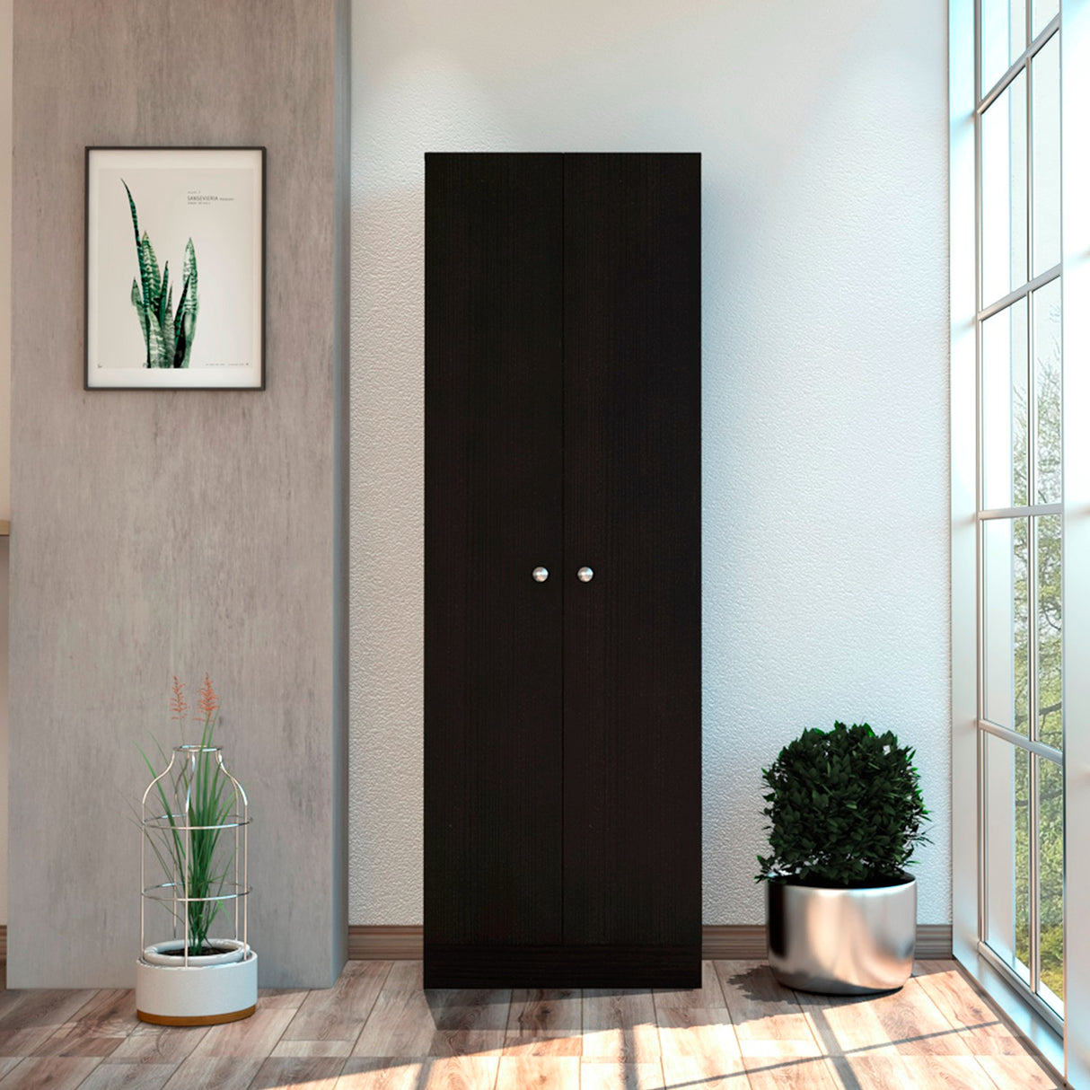 Alacena Wengue 60x180.6cm con Dos Puertas - ALACENAS Y MUEBLES MICROONDAS | Bylmo