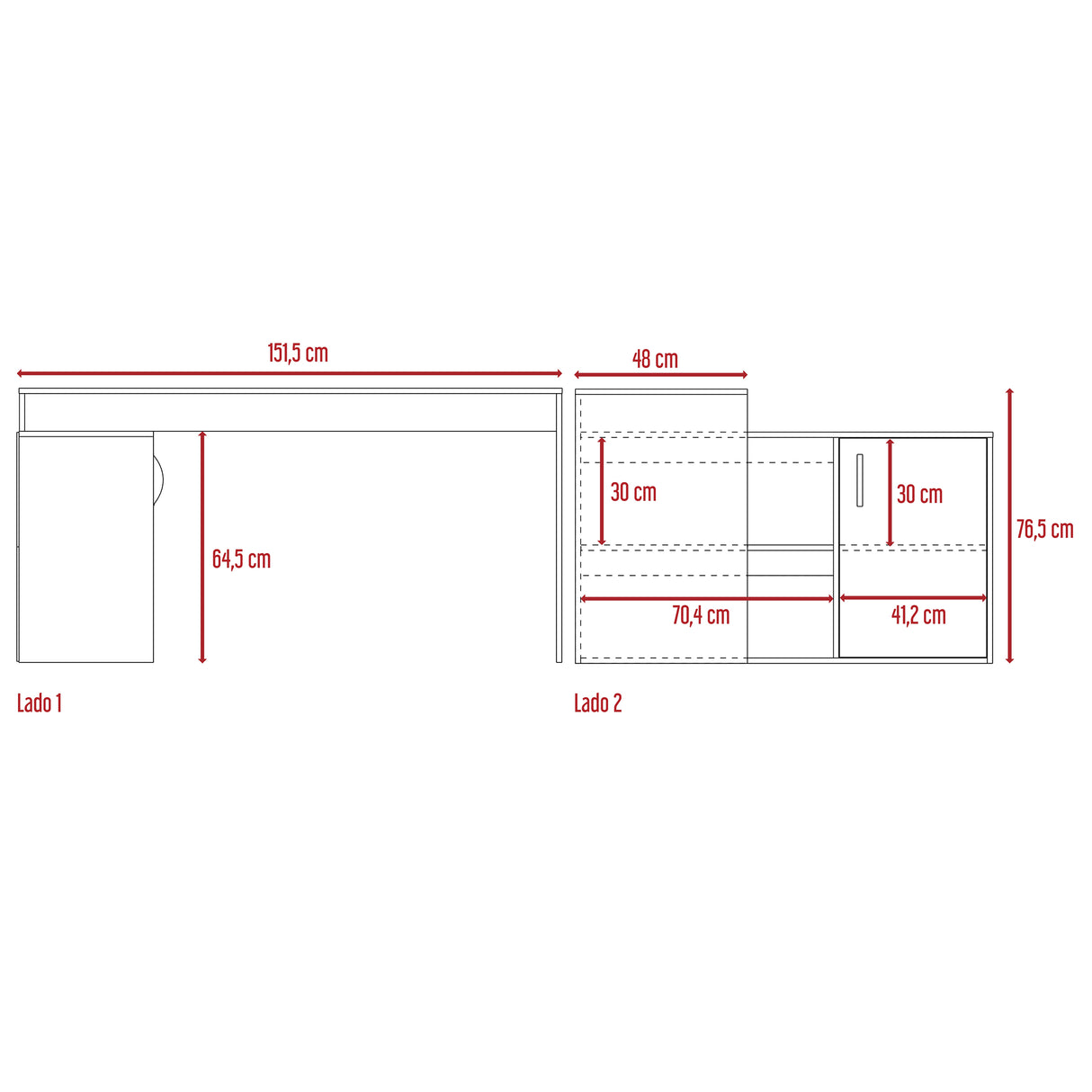 Escritorio en L Axis Blanco 151.5x76.5cm sin Cajones y con Organizador de Libros - Escritorios y Archivadores | Bylmo