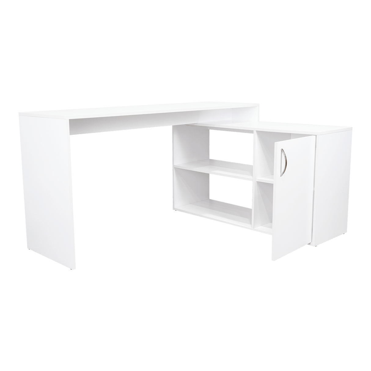 Escritorio en L Axis Blanco 151.5x76.5cm sin Cajones y con Organizador de Libros - Escritorios y Archivadores | Bylmo