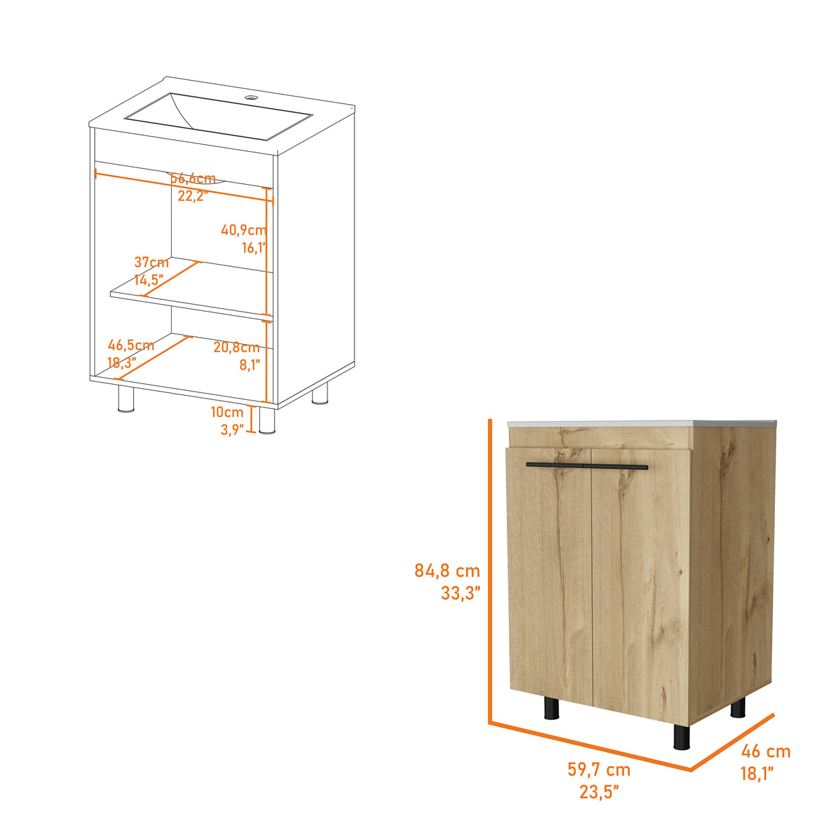 Mueble para Lavamanos Khari Duna 60.5x86.8cm con Un Entrepaño - MUEBLES PARA LAVAMANOS | Bylmo