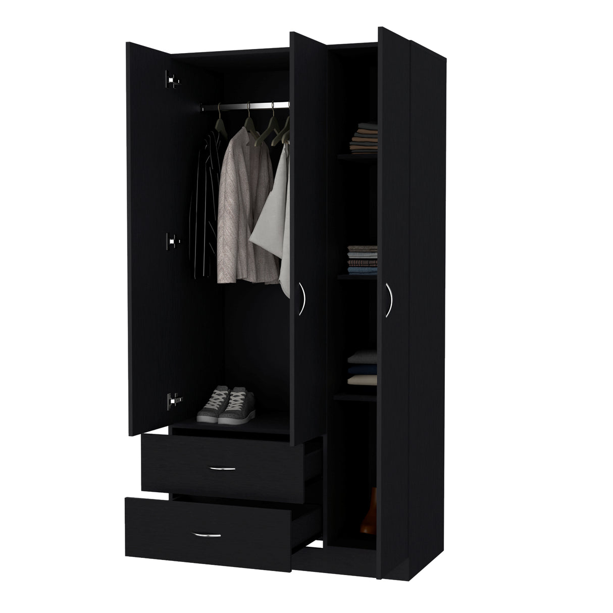 Closet Austral Wengue 90x180cm con Tres Puertas y con Dos Cajones - CLOSETS | Bylmo