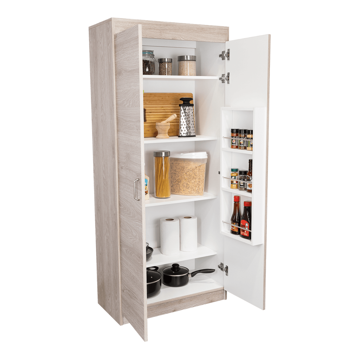 Alacena Varese Ceniza 70x161cm con Dos Puertas - Alacenas y Muebles Microondas | Bylmo