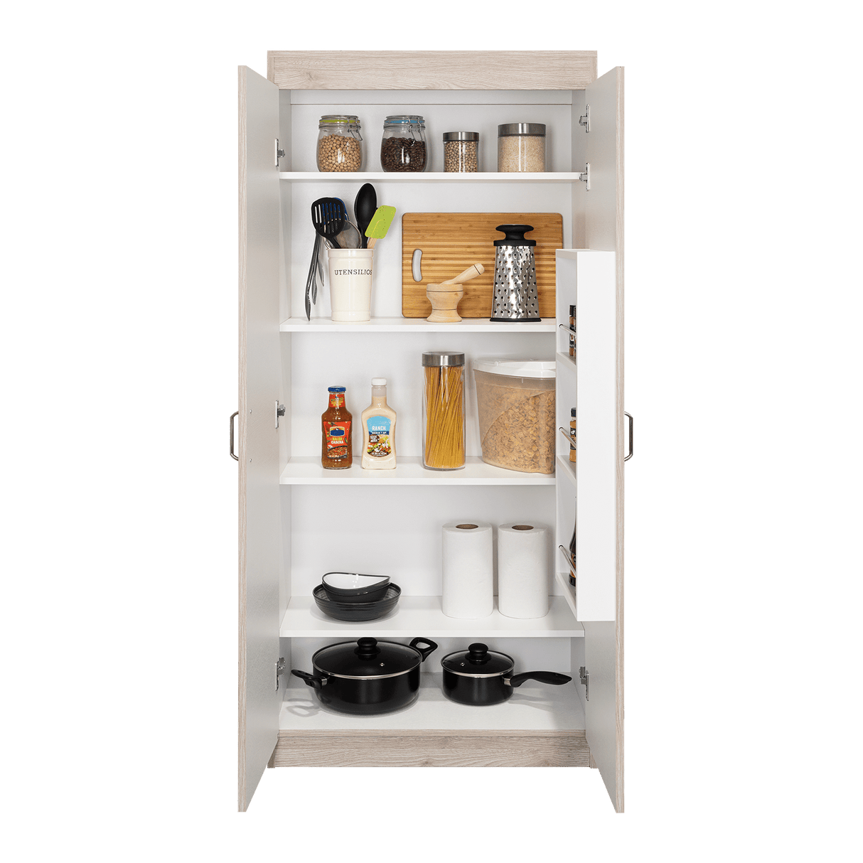 Alacena Varese Ceniza 70x161cm con Dos Puertas - Alacenas y Muebles Microondas | Bylmo