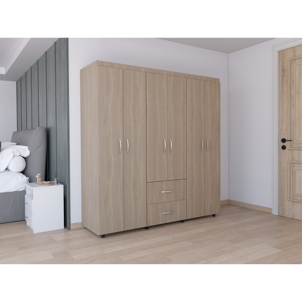 Closet Bariloche Blanco Positano 170.3x180cm con Seis Puertas y con Dos Cajones - CLOSETS | Bylmo
