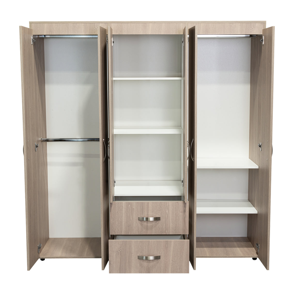 Closet Bariloche Blanco Positano 170.3x180cm con Seis Puertas y con Dos Cajones - CLOSETS | Bylmo