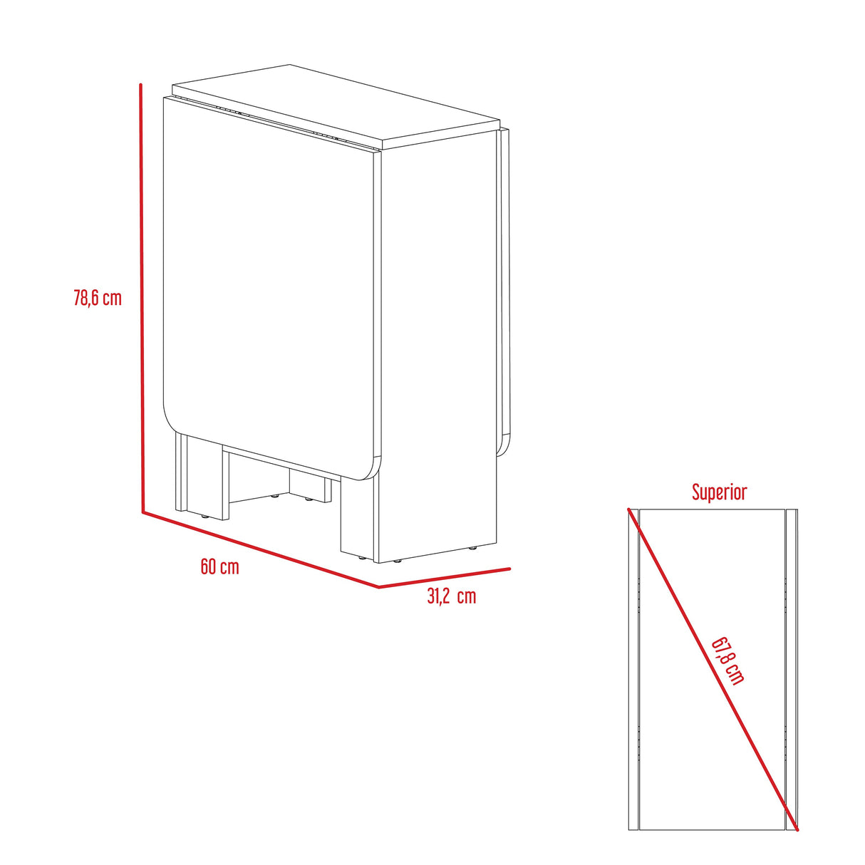 Mesa Auxiliar de Cocina Gateleg Wengue y Macadamia 60x78.6cm Rectangular Plegable de Seis Puestos - MESAS AUXILIARES | Bylmo