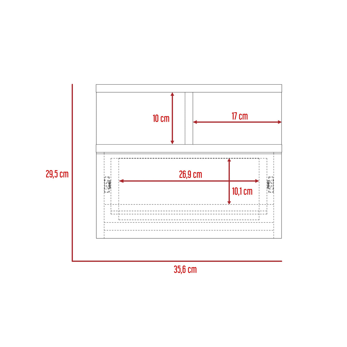 Mesa de Noche Flotante Ceniza 36x30cm con Un Cajón y con Dos Compartimientos - Mesas de Noche | Bylmo