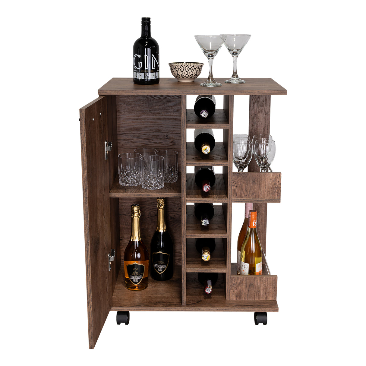 Bar Andorra Bellota 60x82cm con Un Cajón y con Seis Portabotellas - Bares | Bylmo