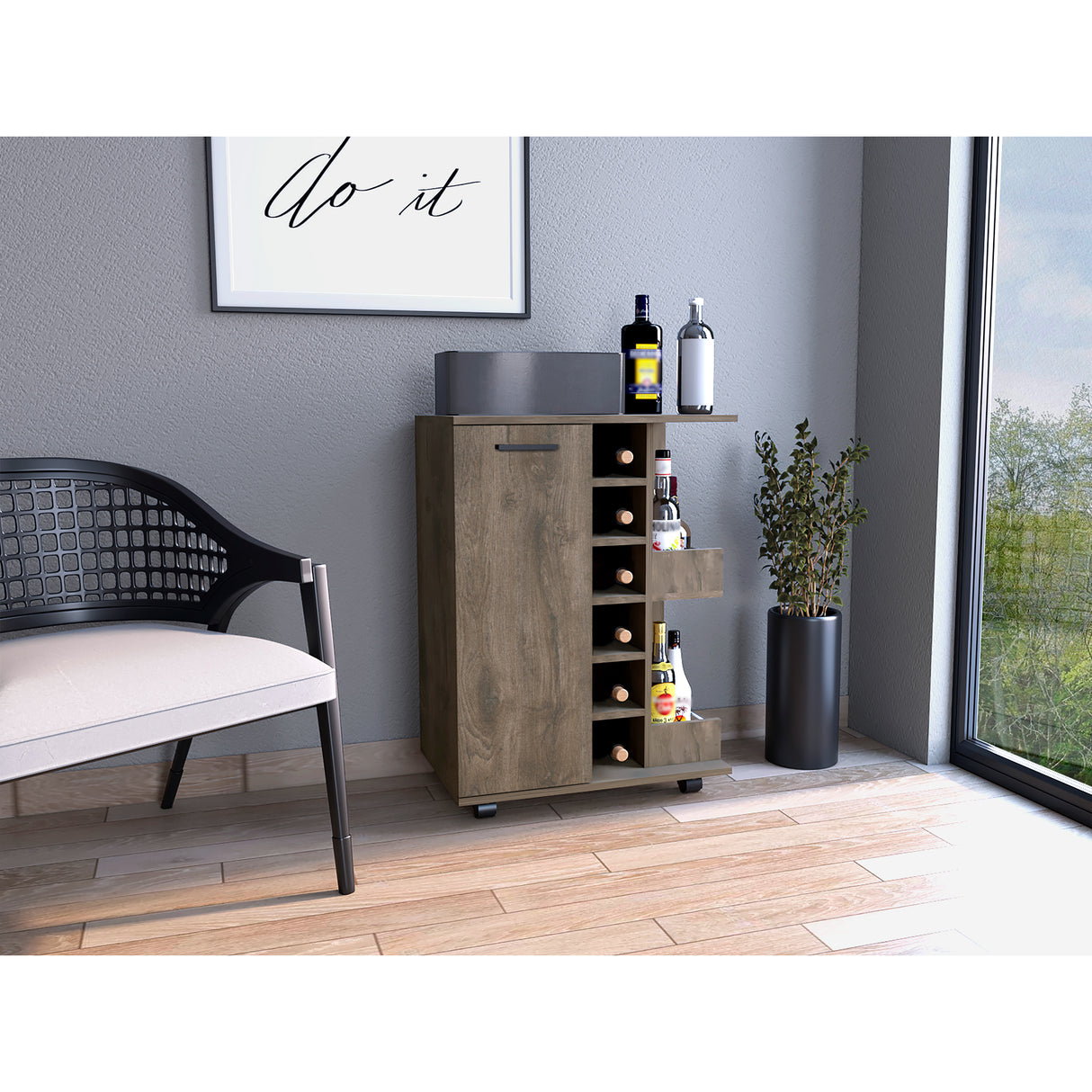 Bar Andorra Bellota 60x82cm con Un Cajón y con Seis Portabotellas - Bares | Bylmo