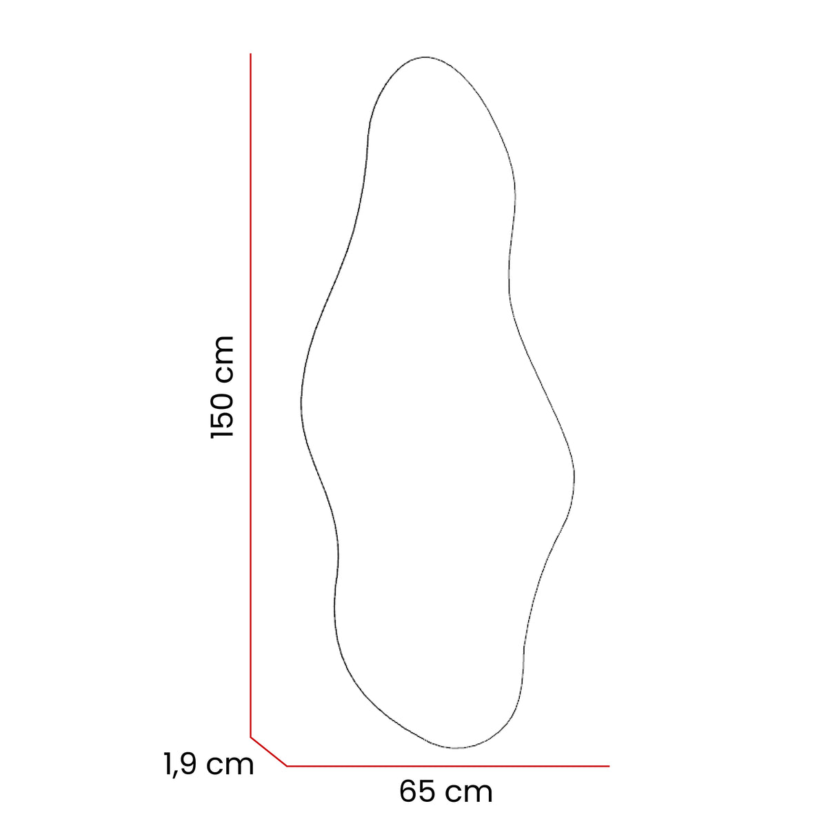 Espejo de Pared Aries Plateado 65x150cm Asimetrico sin Marco - Espejos Decorativos | Bylmo