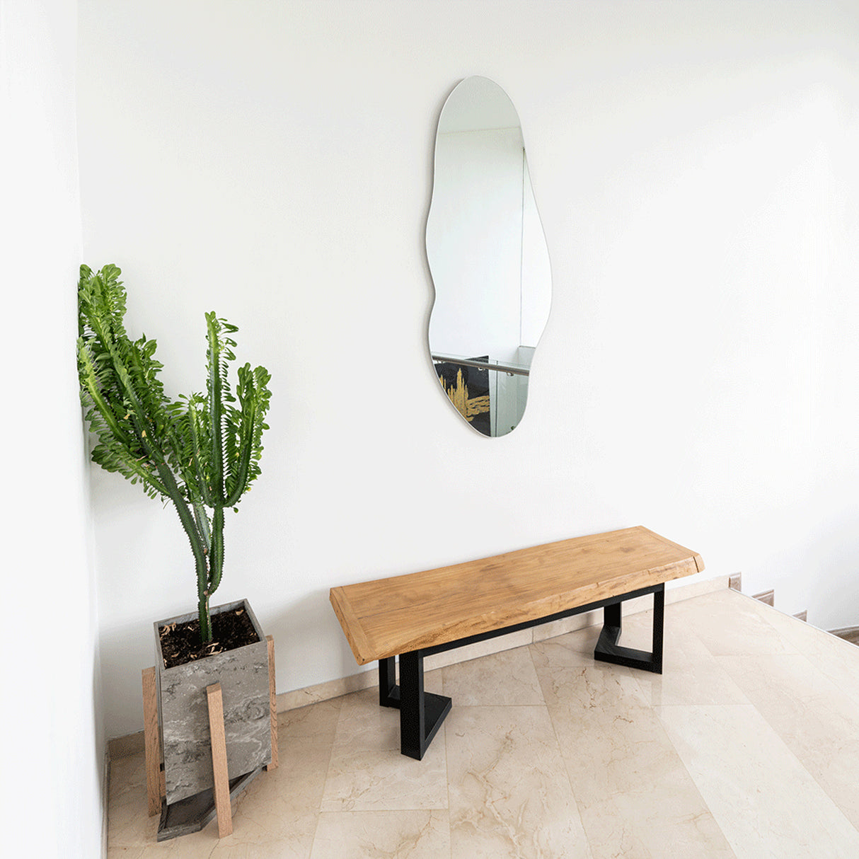 Espejo de Pared Blue Plateado 150x60cm Asimetrico sin Marco - Espejos Decorativos | Bylmo