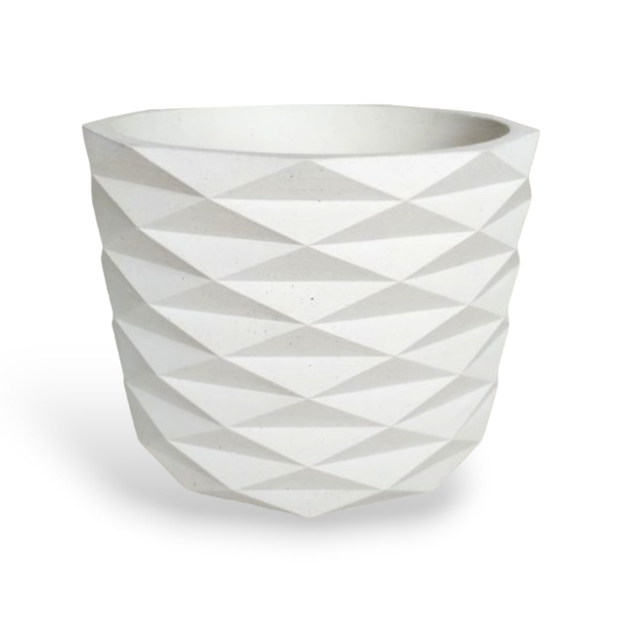 Matera de mesa Carlota Blanco 19x15cm de Cemento Circular de 4.3 Litros - Jardineria | Bylmo