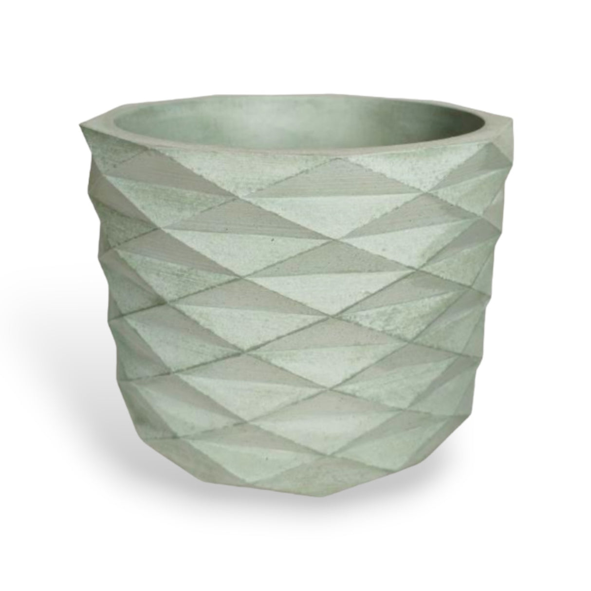 Matera de mesa Carlota Petty Verde Oliva 15x13cm de Cemento Circular de 2.3 Litros - Jardineria | Bylmo