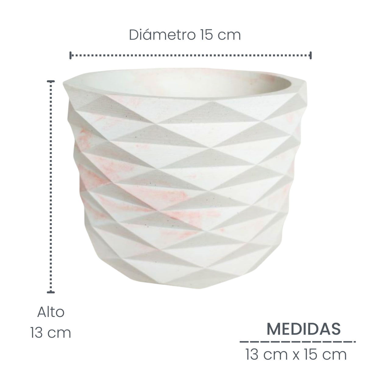 Matera de mesa Carlota Petty Mármol Rosa 15x13cm de Cemento Circular de 2.3 Litros - Jardineria | Bylmo